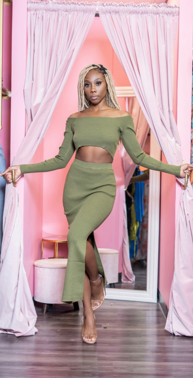 Set For Life Long-sleeve top and skirt